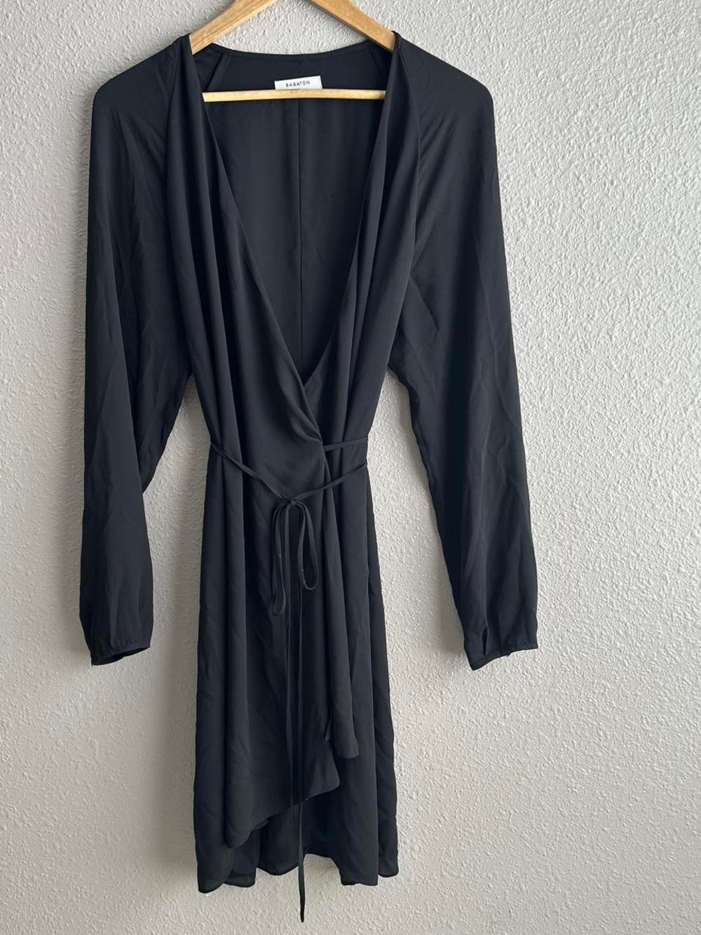 Aritzia Black Wrap Dress with Tie Waist size large